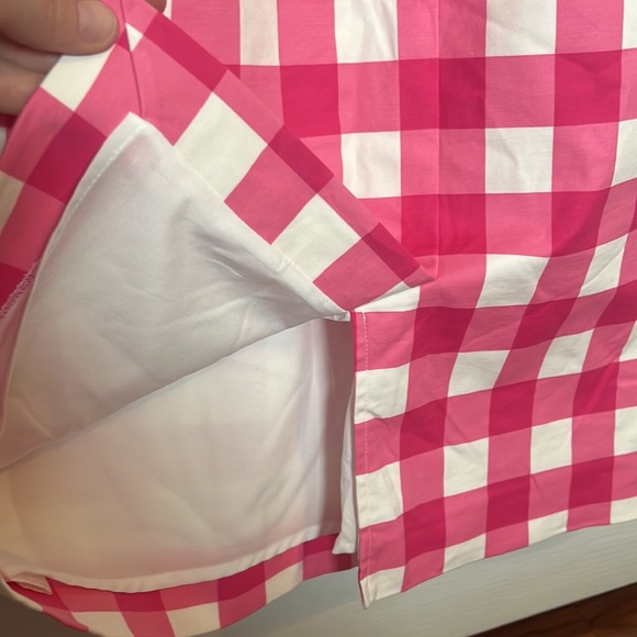 Boden Richmond Pink White Buffalo Plaid Cotton Pencil Skirt 8R - Picture 5 of 6